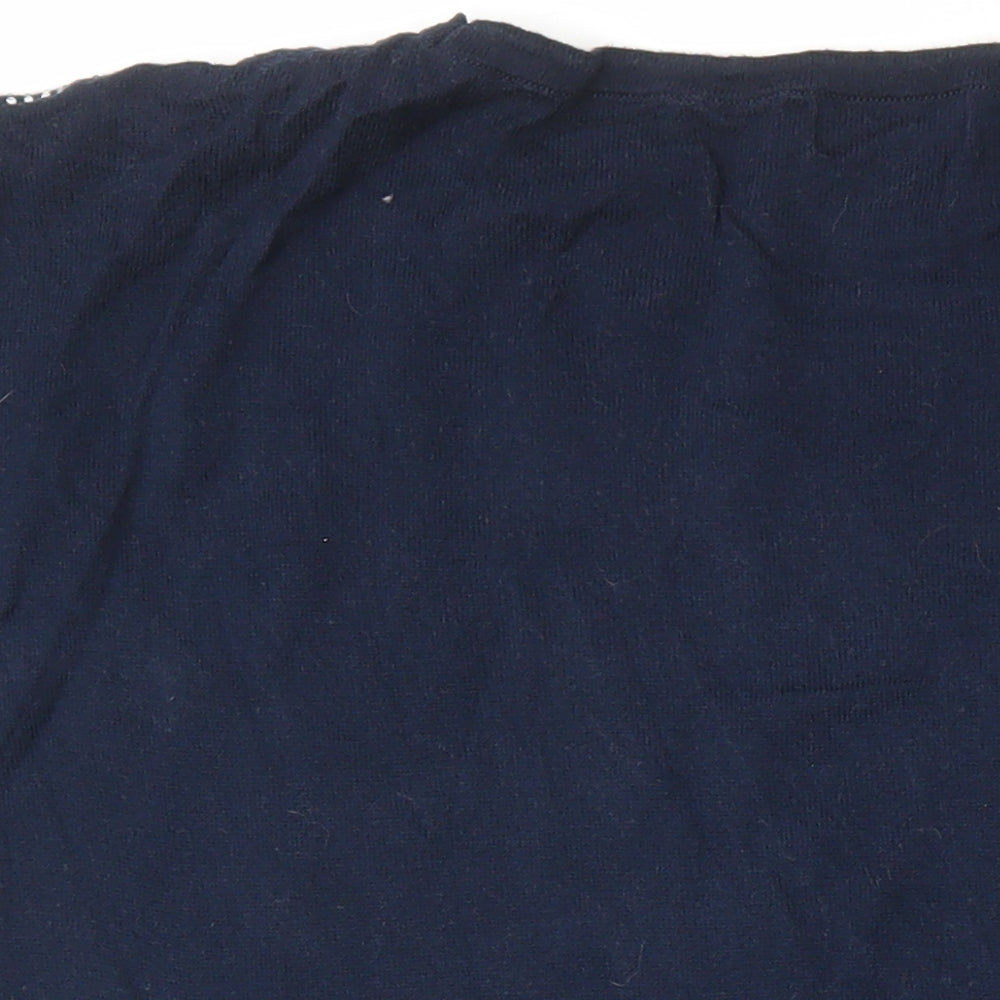 NEXT Womens Blue Round Neck 100% Cotton Pullover Jumper Size 14 - Rhinestone Detail