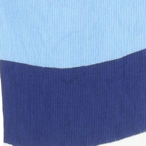 Amisu Womens Blue Colourblock Polyester Jumper Dress Size 14 V-Neck Pullover