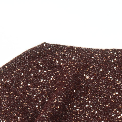 Oasis Womens Brown Boat Neck Acrylic Pullover Jumper Size M - Sequin Detail