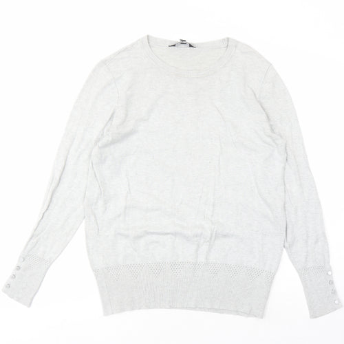 Dorothy Perkins Womens Grey Round Neck Viscose Pullover Jumper Size 16