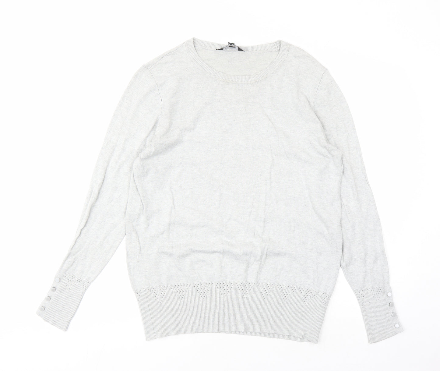 Dorothy Perkins Womens Grey Round Neck Viscose Pullover Jumper Size 16