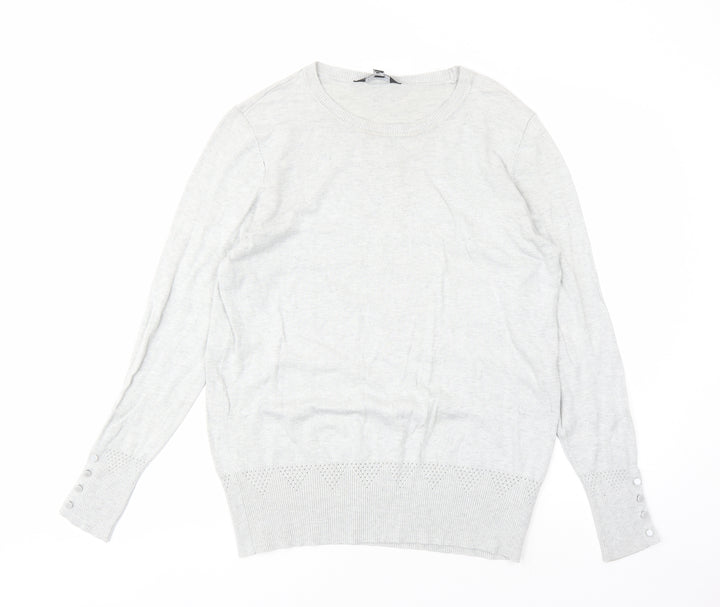 Dorothy Perkins Womens Grey Round Neck Viscose Pullover Jumper Size 16