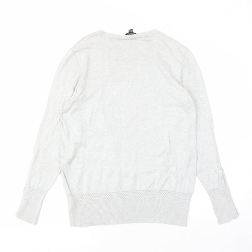 Dorothy Perkins Womens Grey Round Neck Viscose Pullover Jumper Size 16