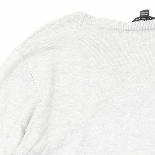 Dorothy Perkins Womens Grey Round Neck Viscose Pullover Jumper Size 16