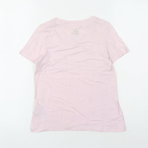 adidas Girls Pink Cotton Basic T-Shirt Size 9-10 Years Round Neck Pullover