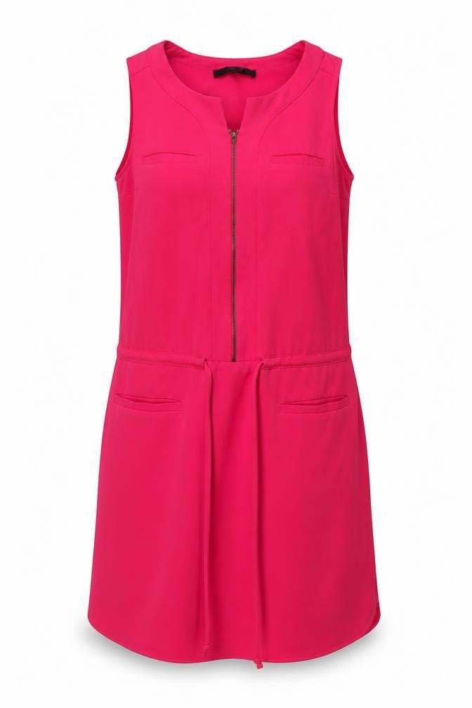 Front view of Next women’s pink polyester a-line, size UK 10, v-neck zip