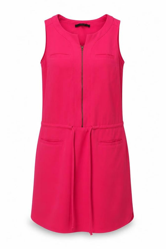 Front view of Next women’s pink polyester a-line, size UK 10, v-neck zip