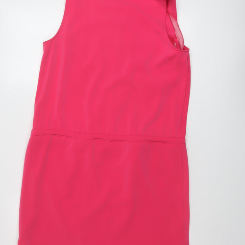 NEXT Womens Pink Polyester A-Line Size 10 V-Neck Zip