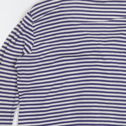 Anne Fontaine Womens Blue V-Neck Striped Cotton Cardigan Jumper Size 14
