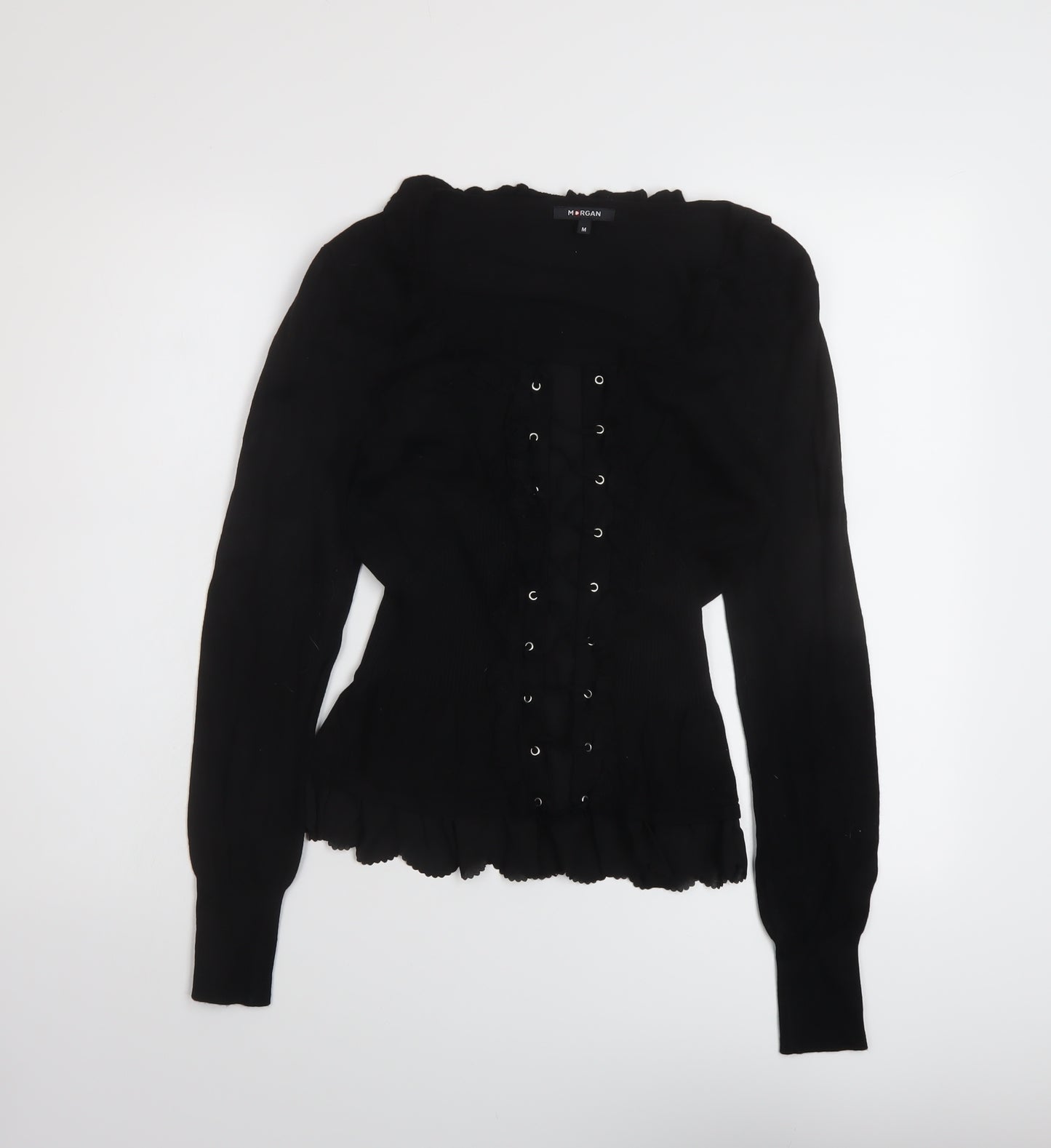 Motrgan Womens Black Scoop Neck Acrylic Pullover Jumper Size M