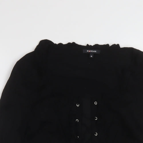 Motrgan Womens Black Scoop Neck Acrylic Pullover Jumper Size M