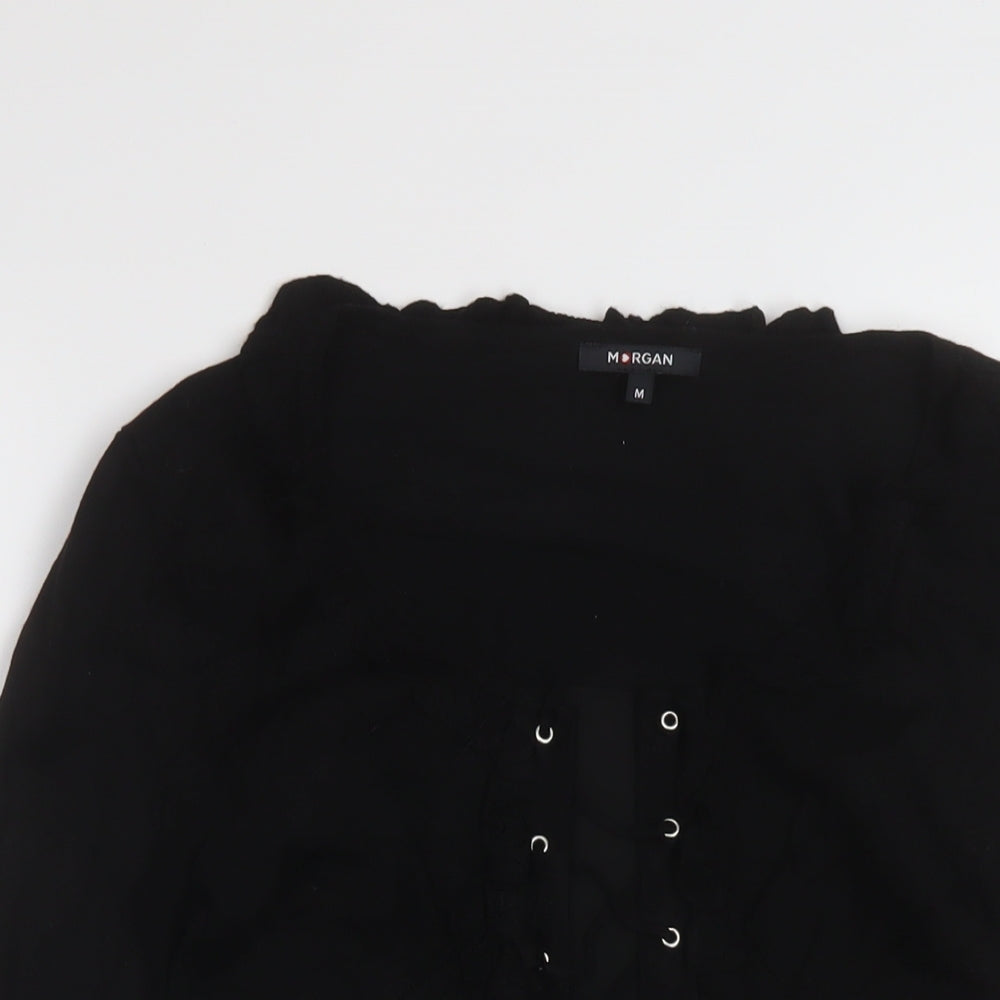 Motrgan Womens Black Scoop Neck Acrylic Pullover Jumper Size M