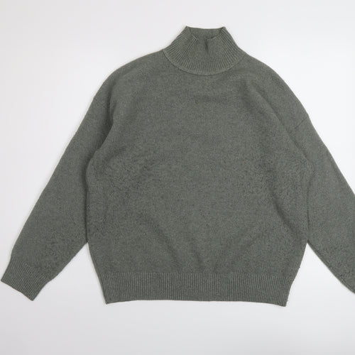 Marks and Spencer Womens Green Mock Neck Polyester Pullover Jumper Size S