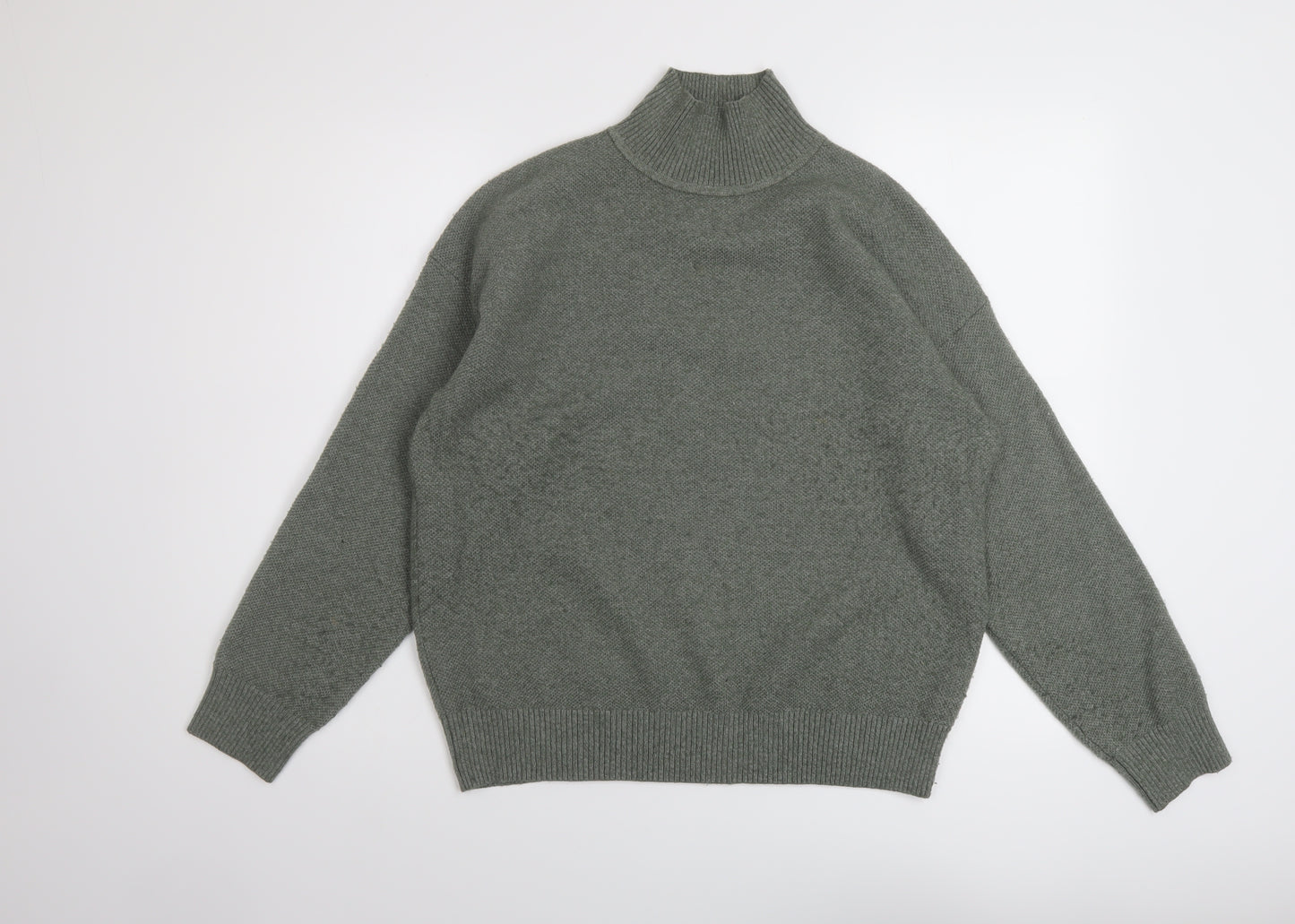 Marks and Spencer Womens Green Mock Neck Polyester Pullover Jumper Size S