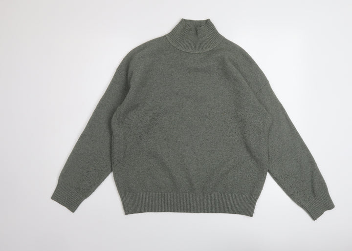Marks and Spencer Womens Green Mock Neck Polyester Pullover Jumper Size S