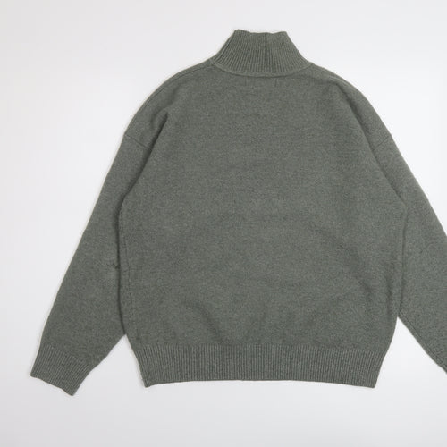 Marks and Spencer Womens Green Mock Neck Polyester Pullover Jumper Size S