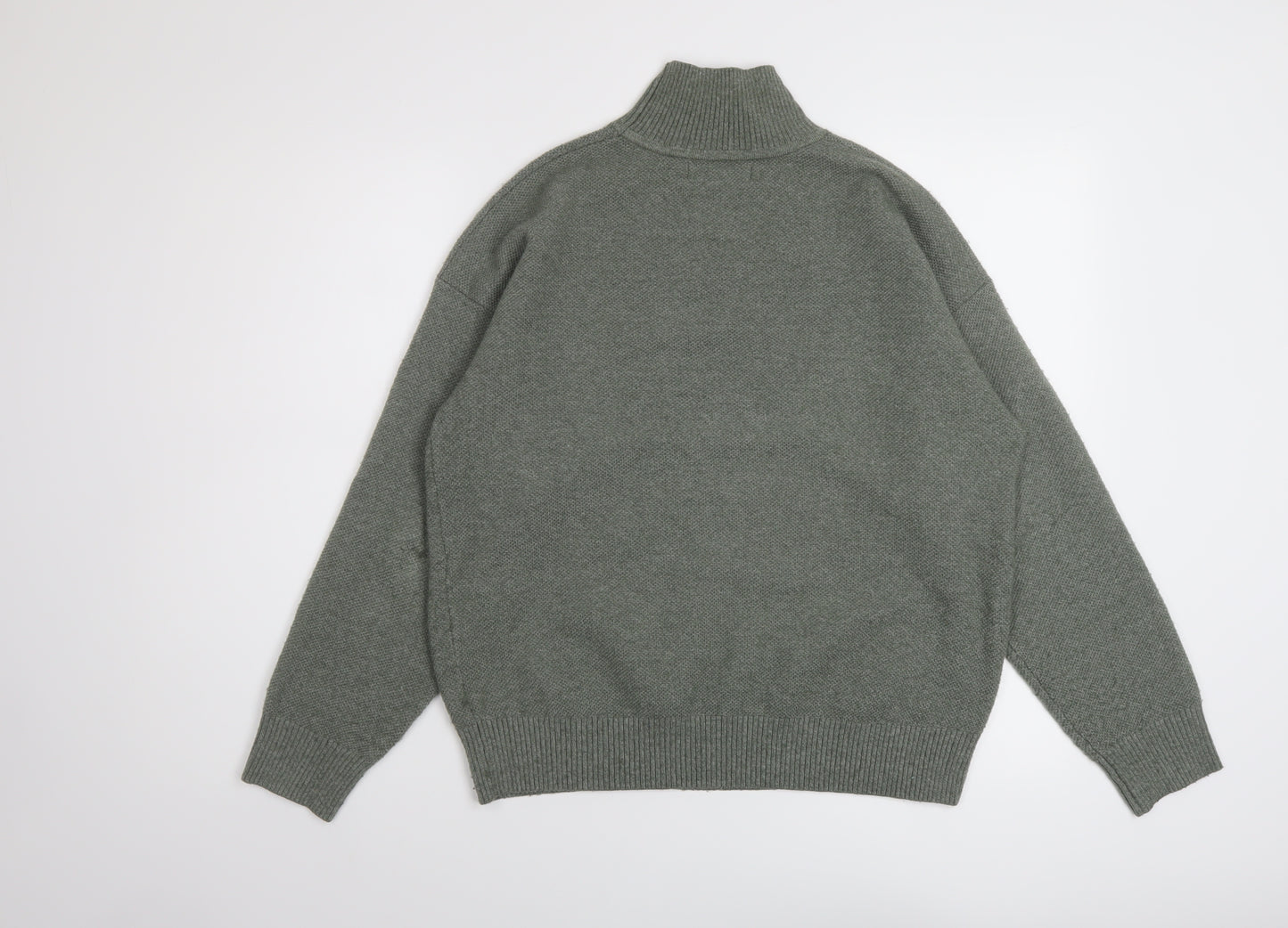 Marks and Spencer Womens Green Mock Neck Polyester Pullover Jumper Size S