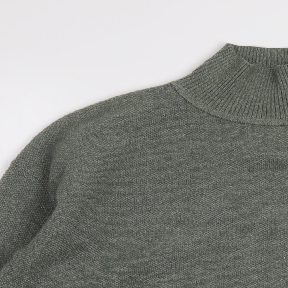Marks and Spencer Womens Green Mock Neck Polyester Pullover Jumper Size S