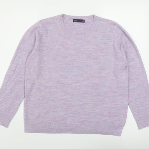 Marks and Spencer Womens Purple Crew Neck Acrylic Pullover Jumper Size 16