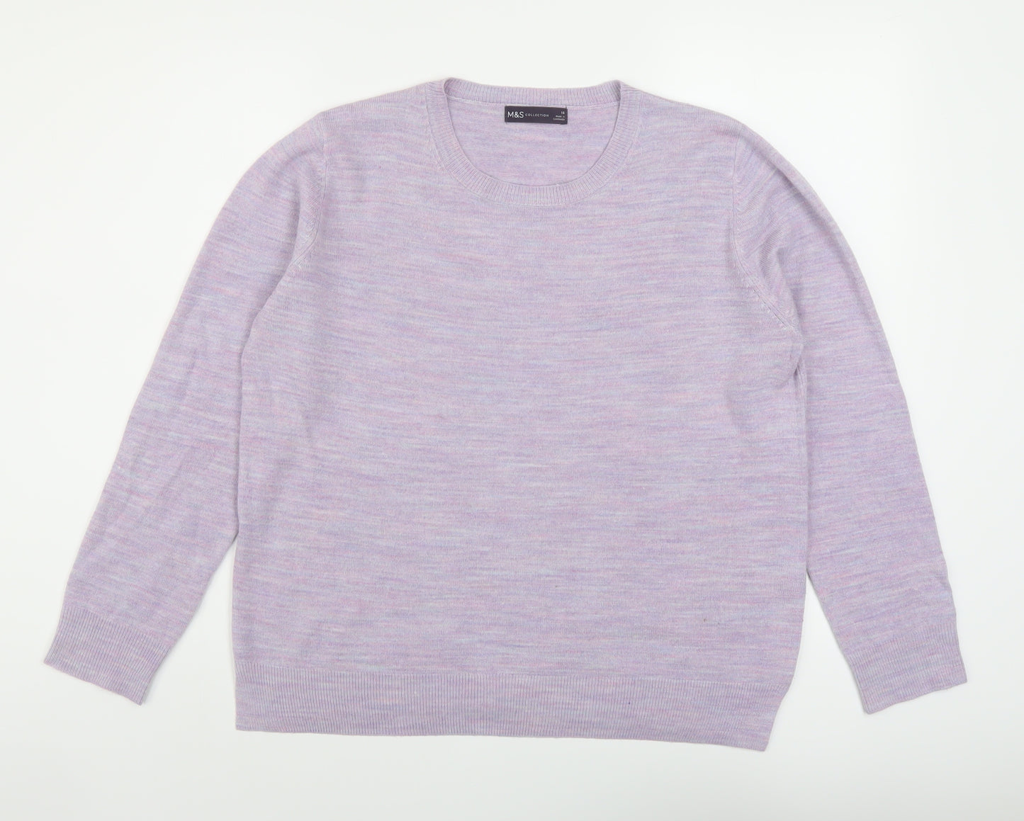 Marks and Spencer Womens Purple Crew Neck Acrylic Pullover Jumper Size 16