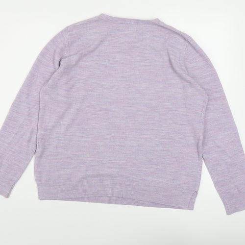 Marks and Spencer Womens Purple Crew Neck Acrylic Pullover Jumper Size 16