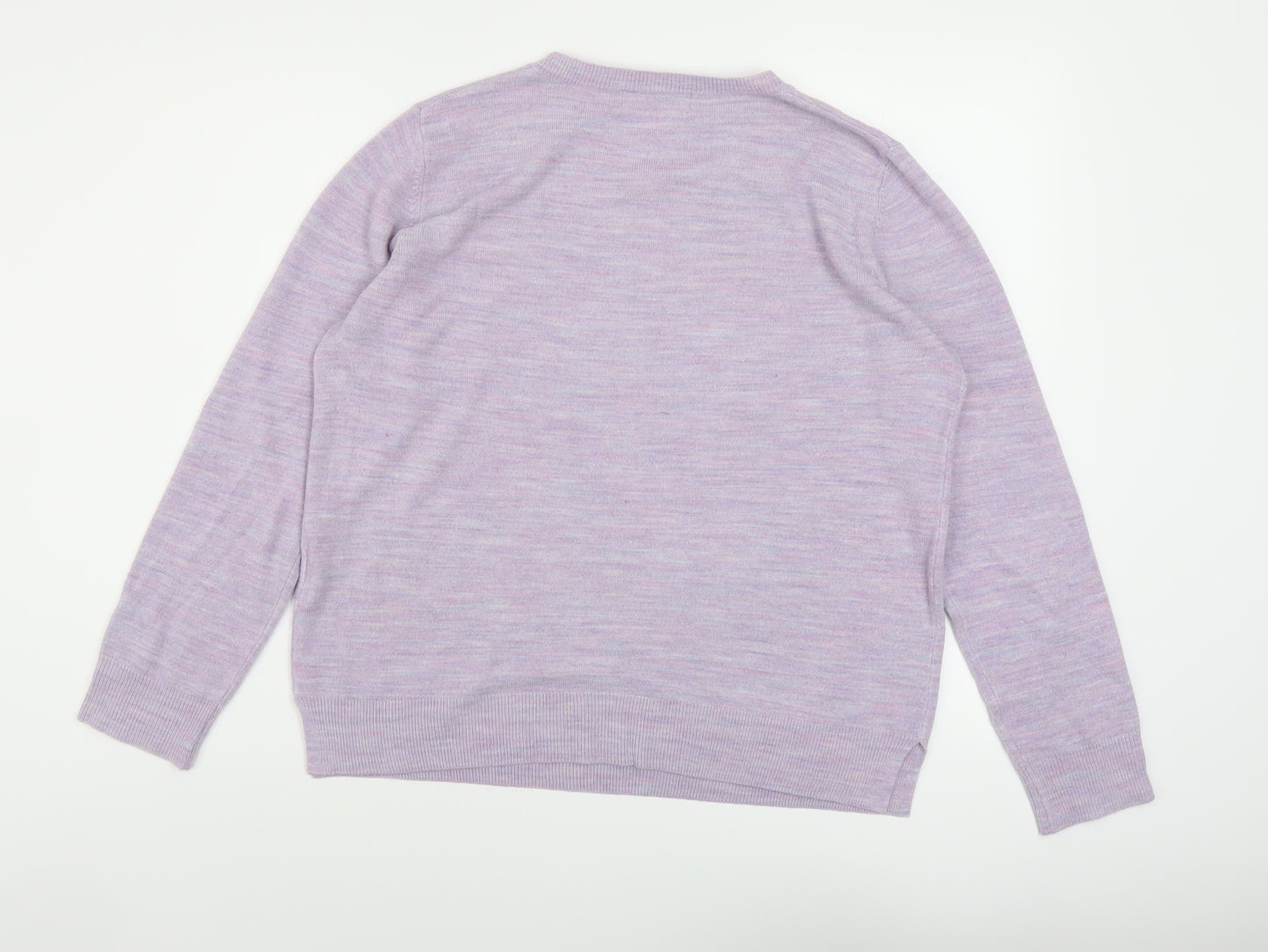 Marks and Spencer Womens Purple Crew Neck Acrylic Pullover Jumper Size 16