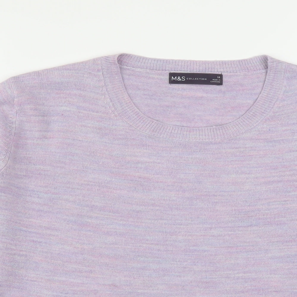 Marks and Spencer Womens Purple Crew Neck Acrylic Pullover Jumper Size 16