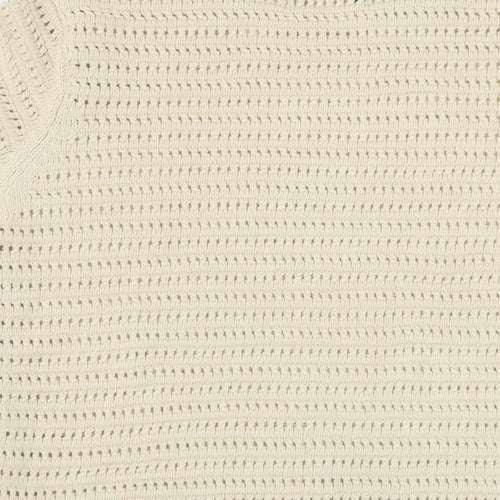 Marks and Spencer Womens Beige Crew Neck Cotton Pullover Jumper Size S
