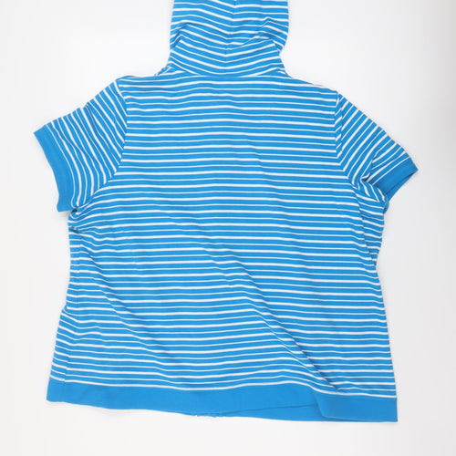 Bonmarché Womens Blue Striped Polyester Pullover Hoodie Size XL Button