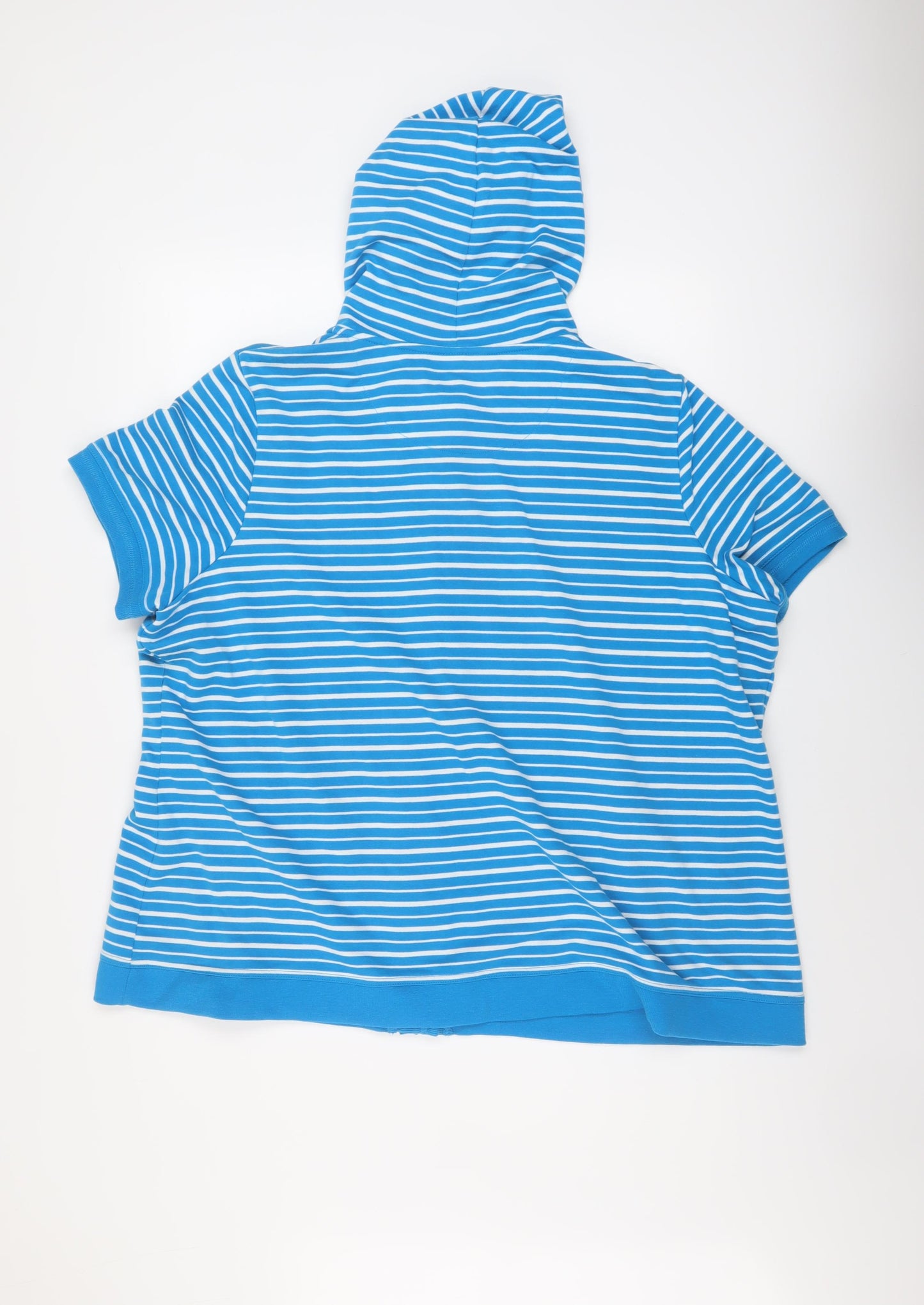 Bonmarché Womens Blue Striped Polyester Pullover Hoodie Size XL Button