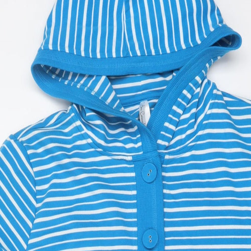 Bonmarché Womens Blue Striped Polyester Pullover Hoodie Size XL Button