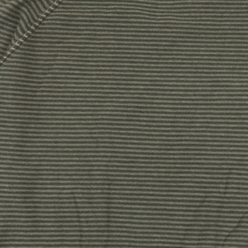 Fat Face Mens Green V-Neck Striped Wool Pullover Jumper Size M Long Sleeve