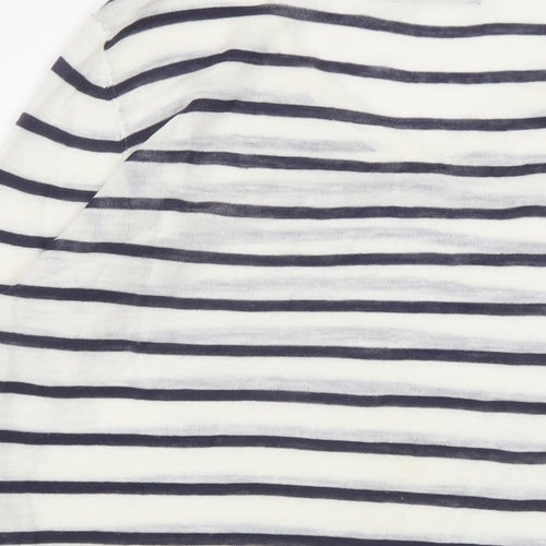 Marks and Spencer Womens Ivory V-Neck Striped Acrylic Pullover Jumper Size 14