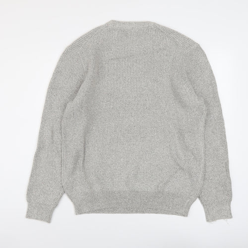 Marks and Spencer Mens Grey Crew Neck Polyamide Pullover Jumper Size L Long Sleeve