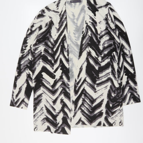 Marks and Spencer Womens Black V-Neck Animal Print Acrylic Cardigan Jumper Size 16