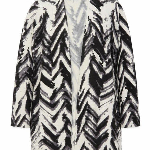Marks and Spencer Womens Black V-Neck Animal Print Acrylic Cardigan Jumper Size 16