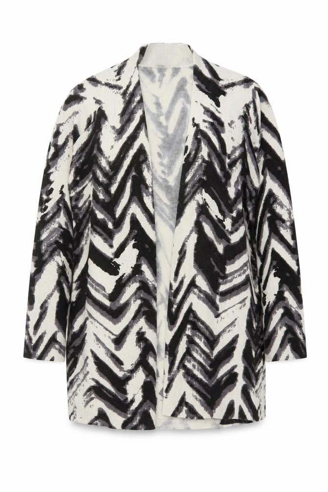 Marks and Spencer Womens Black V-Neck Animal Print Acrylic Cardigan Jumper Size 16