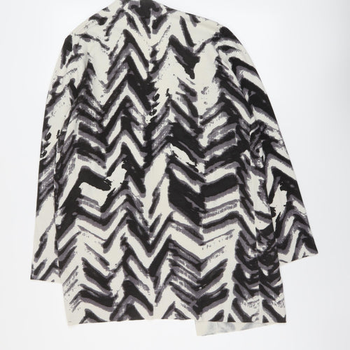 Marks and Spencer Womens Black V-Neck Animal Print Acrylic Cardigan Jumper Size 16