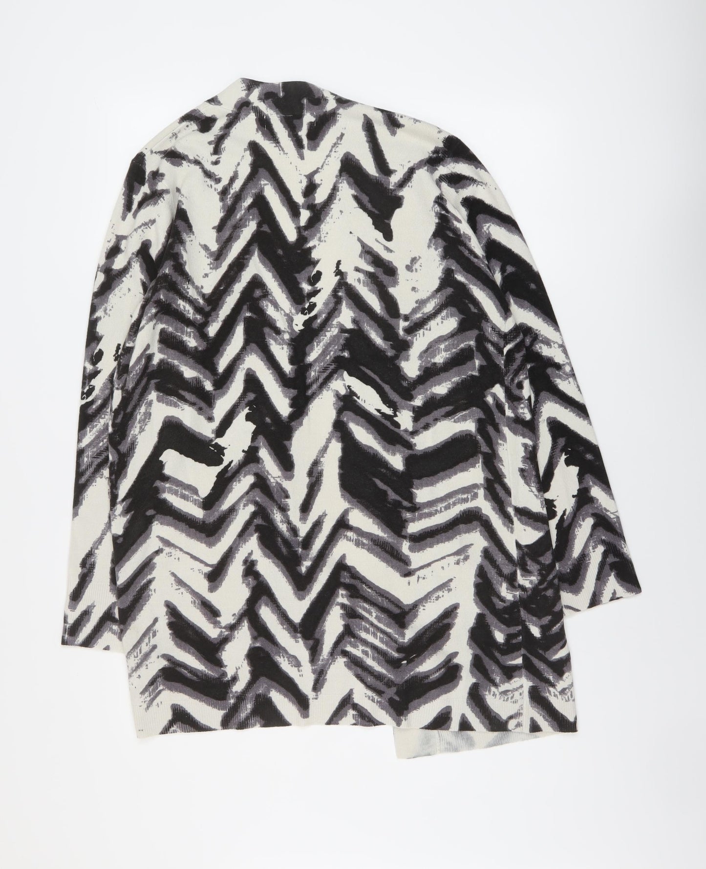 Marks and Spencer Womens Black V-Neck Animal Print Acrylic Cardigan Jumper Size 16