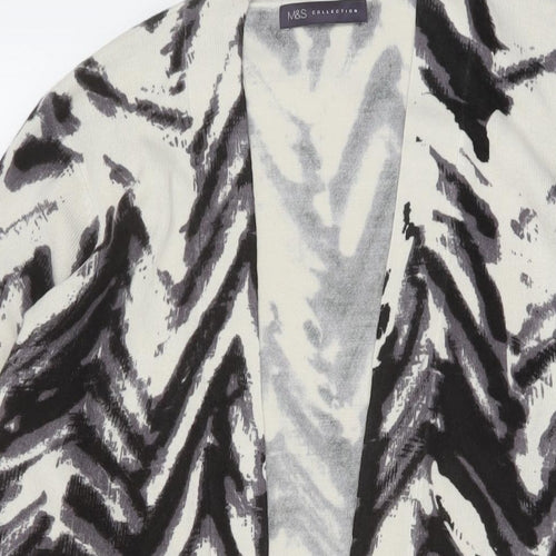 Marks and Spencer Womens Black V-Neck Animal Print Acrylic Cardigan Jumper Size 16