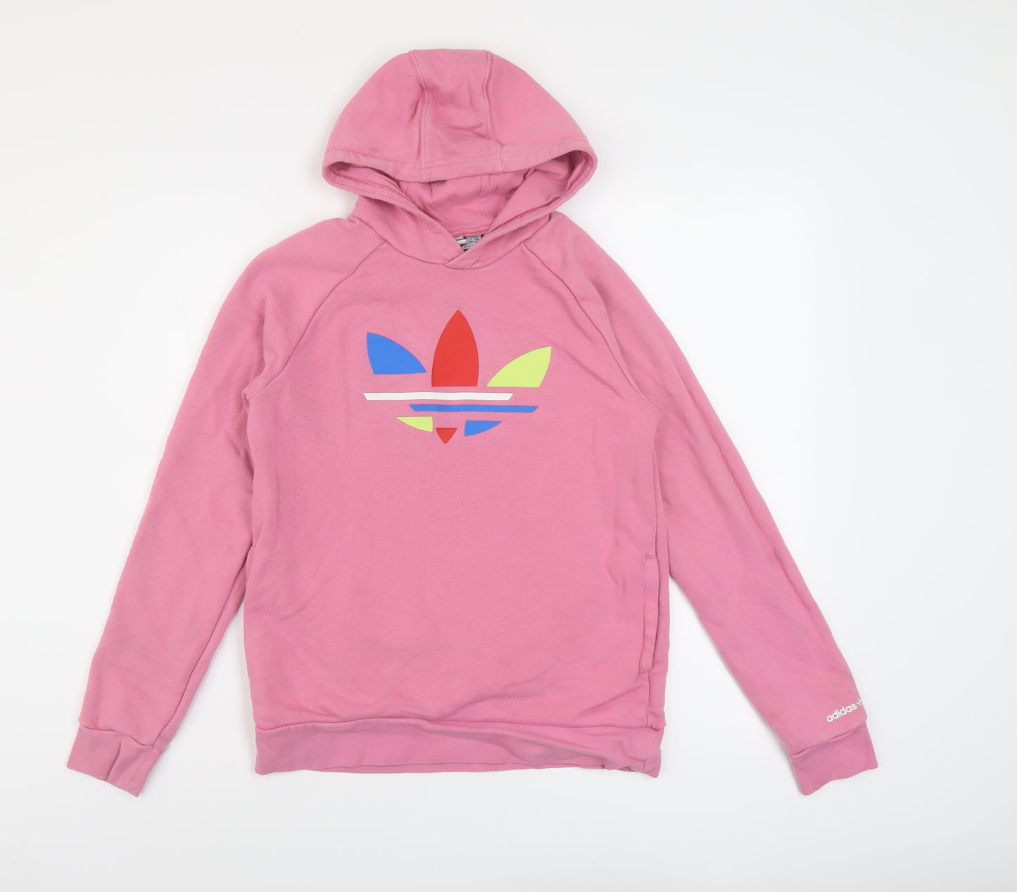 adidas Girls Pink Cotton Pullover Hoodie Size 13-14 Years Pullover