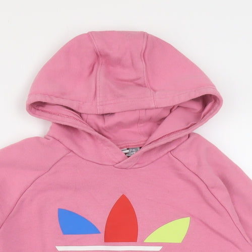 adidas Girls Pink Cotton Pullover Hoodie Size 13-14 Years Pullover
