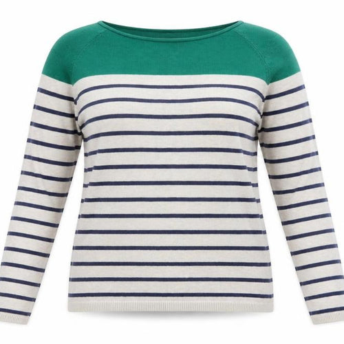 Ahoy There Womens Grey Boat Neck Striped Cotton Pullover Jumper Size 10