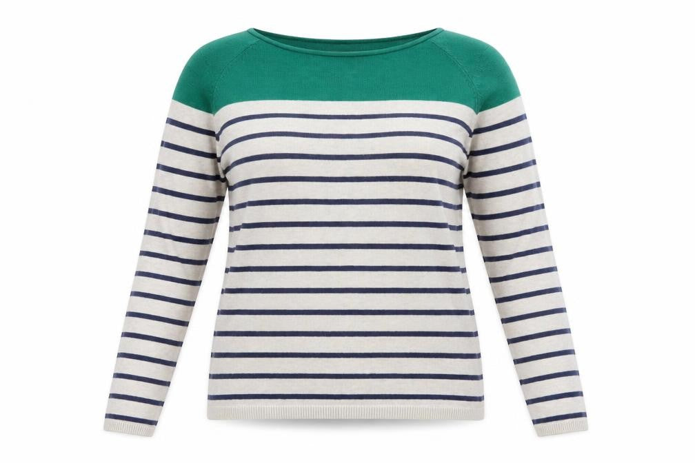 Ahoy There Womens Grey Boat Neck Striped Cotton Pullover Jumper Size 10