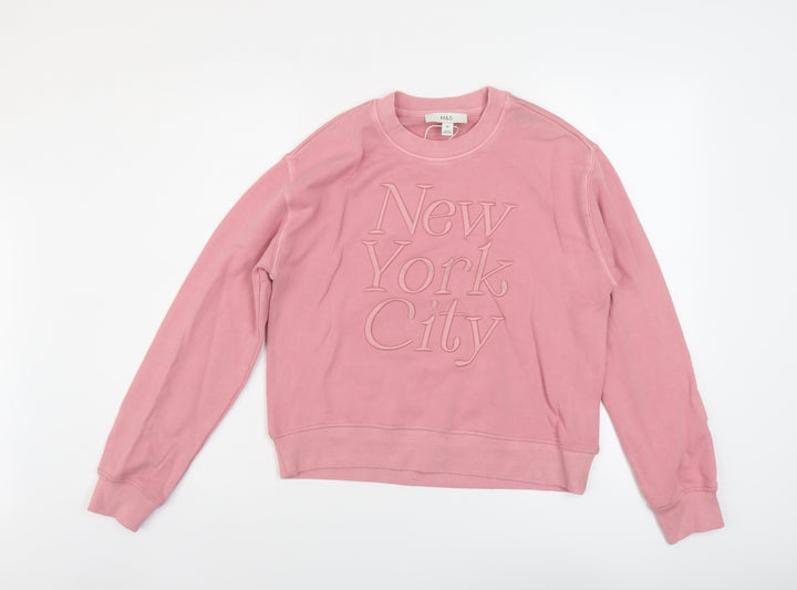 Marks and Spencer Womens Pink Cotton Pullover Sweatshirt Size XS Pullover