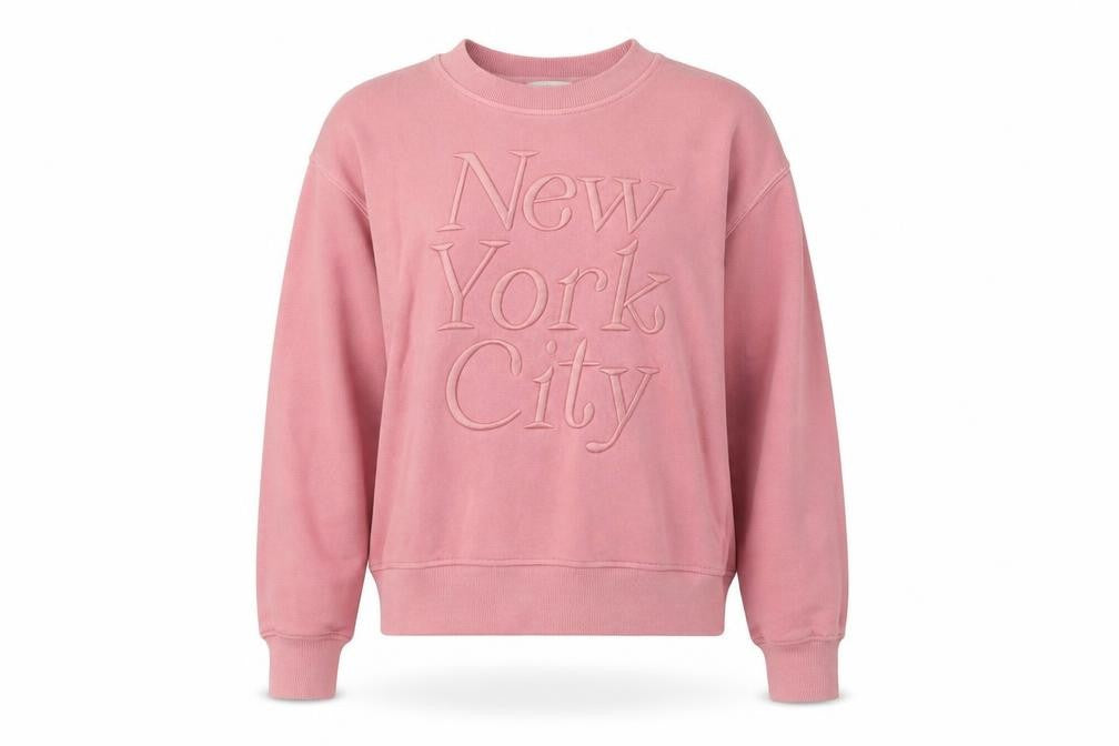 Front view of Marks & Spencer women’s pink cotton pullover sweatshirt, size XS, pullover