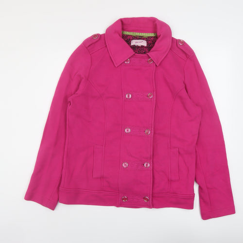 Per Una Womens Pink Cotton Pullover Sweatshirt Size L Button