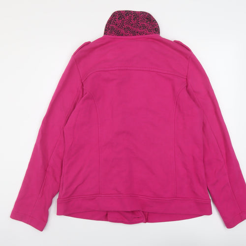 Per Una Womens Pink Cotton Pullover Sweatshirt Size L Button