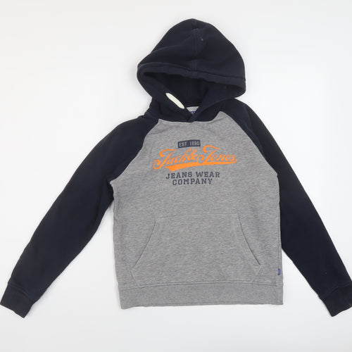 JACK & JONES Boys Grey Cotton Pullover Hoodie Size 12 Years Pullover