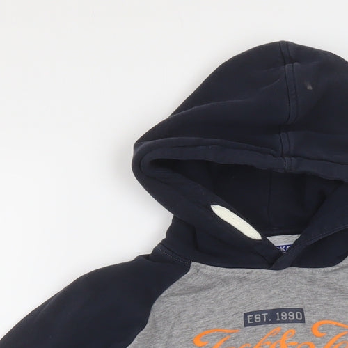 JACK & JONES Boys Grey Cotton Pullover Hoodie Size 12 Years Pullover